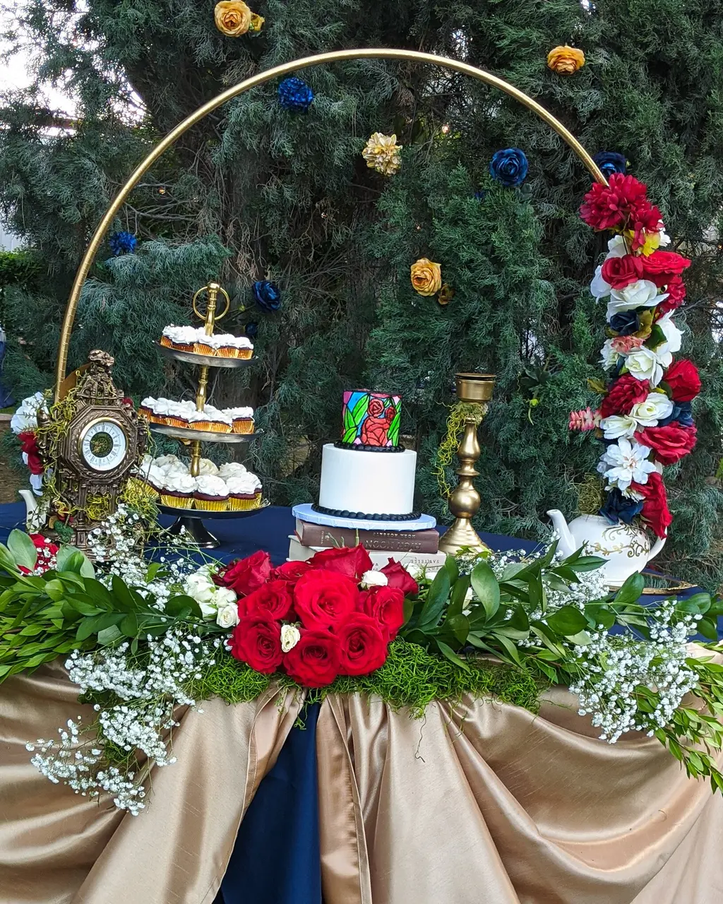 Beauty and the Beast Stained Glass Wedding Cake