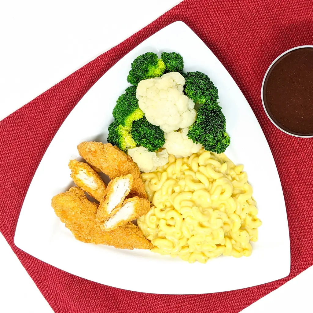Breaded Chicken Tenders with Macaroni and Cheese