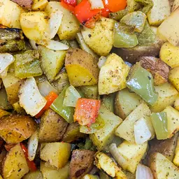 Potatoes with peppers and onions